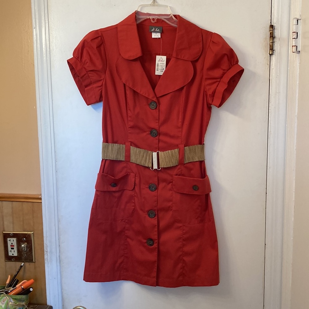 NWT Dots orangish red safari mini dress